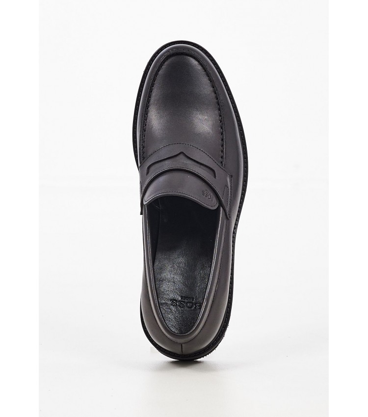 Ανδρικά Μοκασίνια R6711 Μαύρο Δέρμα Boss shoes