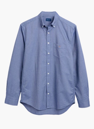 Ανδρικά Πουκάμισα Oxford Μπλε Βαμβάκι GANT