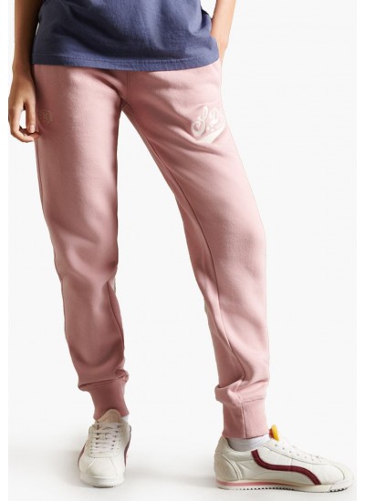 Γυναικεία Παντελόνια Pride.Jogger Ροζ Βαμβάκι Superdry