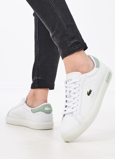 Γυναικεία Παπούτσια Casual Powercourt.0121 Άσπρο Δέρμα Lacoste