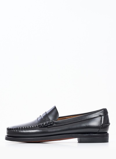 Ανδρικά Μοκασίνια Classic.Dan Μαύρο Δέρμα Sebago