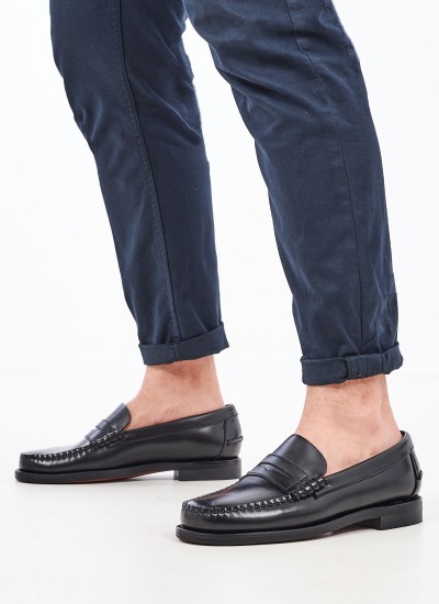 Ανδρικά Μοκασίνια Classic.Dan Μαύρο Δέρμα Sebago