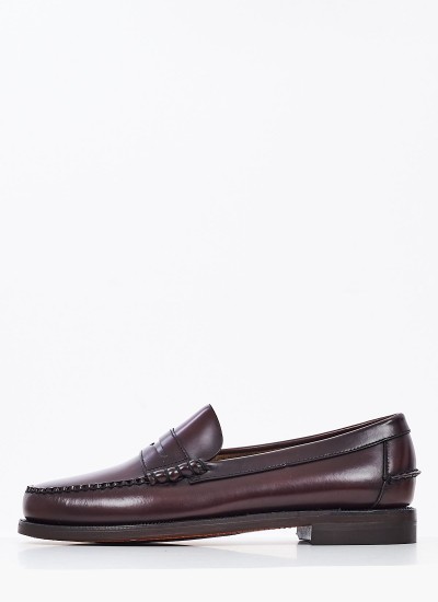 Ανδρικά Μοκασίνια Classic.Dan Μπορντό Δέρμα Sebago