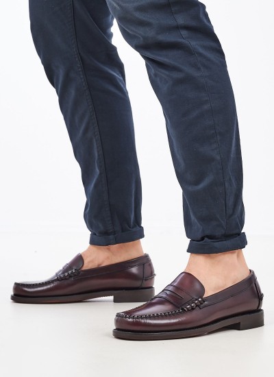 Ανδρικά Μοκασίνια Classic.Dan Μπορντό Δέρμα Sebago