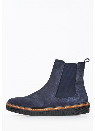 Γυναικεία Μποτάκια Mancose Μπλε Δέρμα Καστόρι Nine West