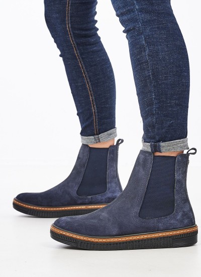 Γυναικεία Μποτάκια Mancose Μπλε Δέρμα Καστόρι Nine West