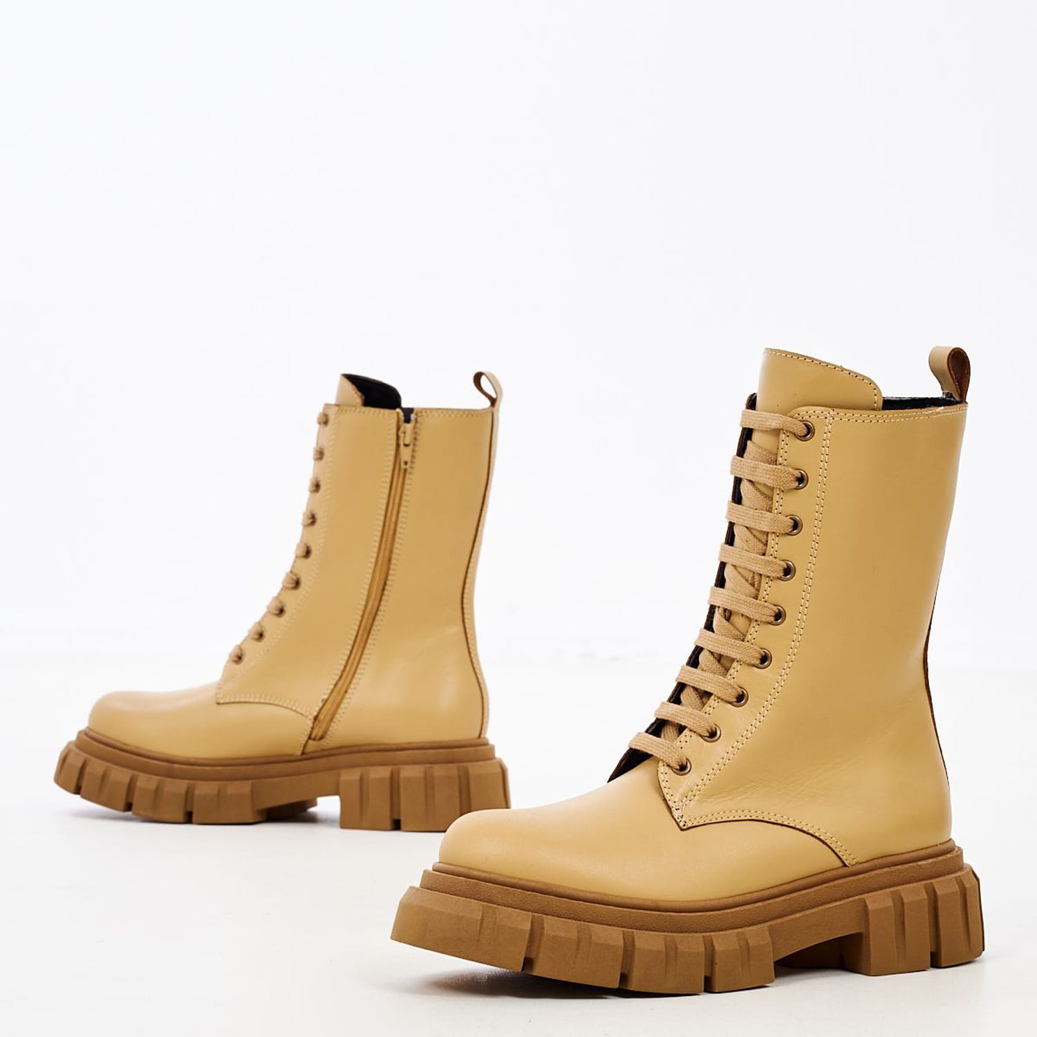 Women Boots 21.220 Beige Leather MAKIS KOTRIS Women Boots 21.220 Beige Leather MAKIS KOTRIS