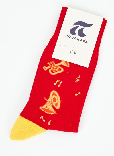 Men Socks 212214 Red Cotton Pournara