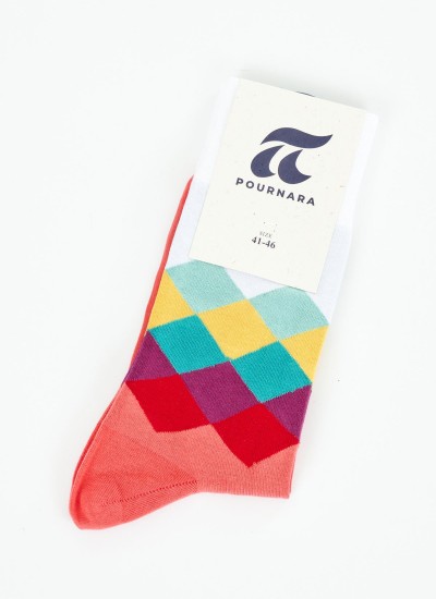 Men Socks 212214 Red Cotton Pournara