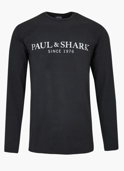 Ανδρικές Μπλούζες Printed.Ls Μαύρο Βαμβάκι Paul & Shark