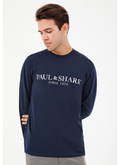 Ανδρικές Μπλούζες Printed.Ls Μπλε Βαμβάκι Paul & Shark