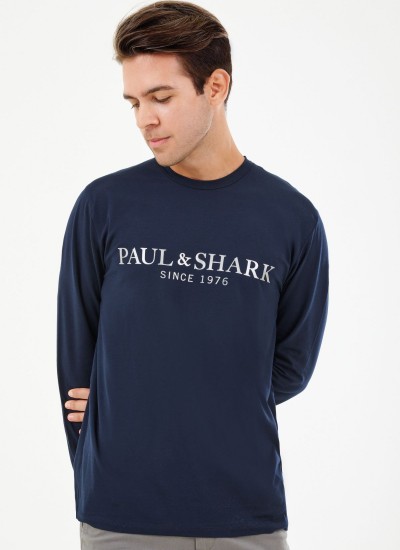 Ανδρικά Πουκάμισα Popeline Μπλε Βαμβάκι Paul & Shark
