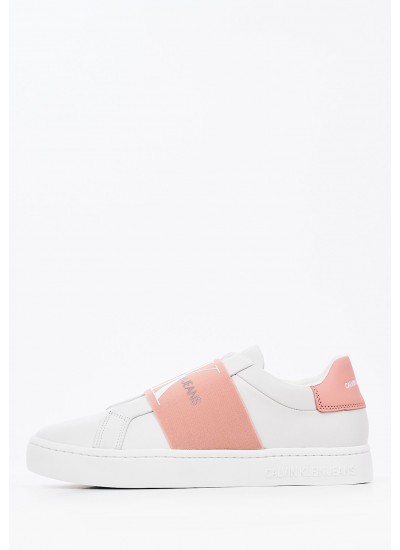 Γυναικεία Παπούτσια Casual Cup.Elastic Άσπρο Δέρμα Calvin Klein