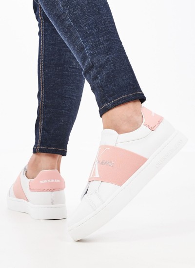 Γυναικεία Παπούτσια Casual Cup.Elastic Άσπρο Δέρμα Calvin Klein
