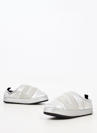Γυνακεία Παντόφλες Σπιτιού H.Slipper Ασημί Ύφασμα Calvin Klein
