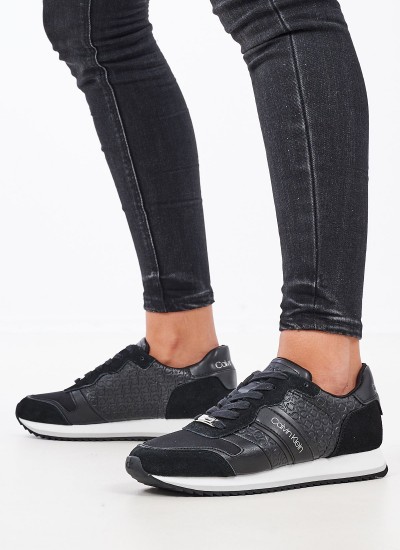 Γυναικεία Παπούτσια Casual Retro.Runner Μαύρο Δέρμα Calvin Klein
