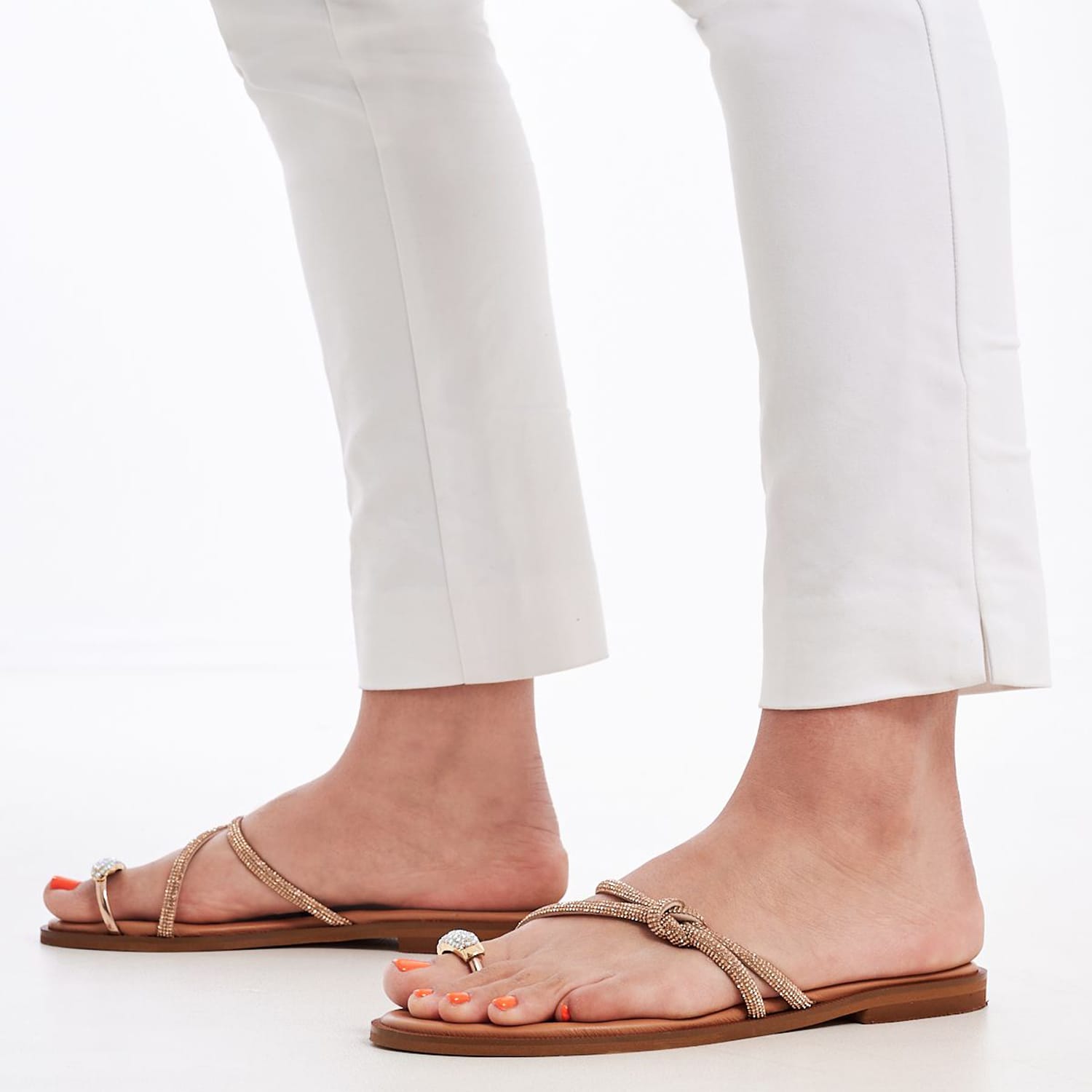 Women Flats 1036 Bronze Leather Mortoglou