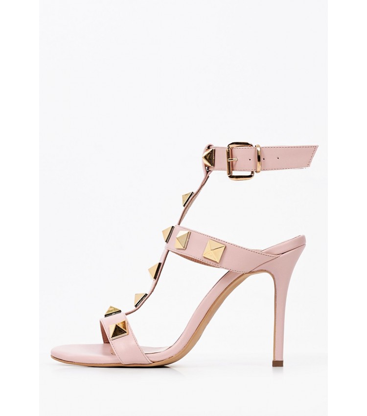 Women Sandals 1039 Pink Leather Mortoglou