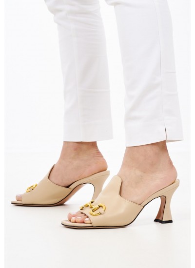 Women Mules 1161053 Beige Leather Mortoglou