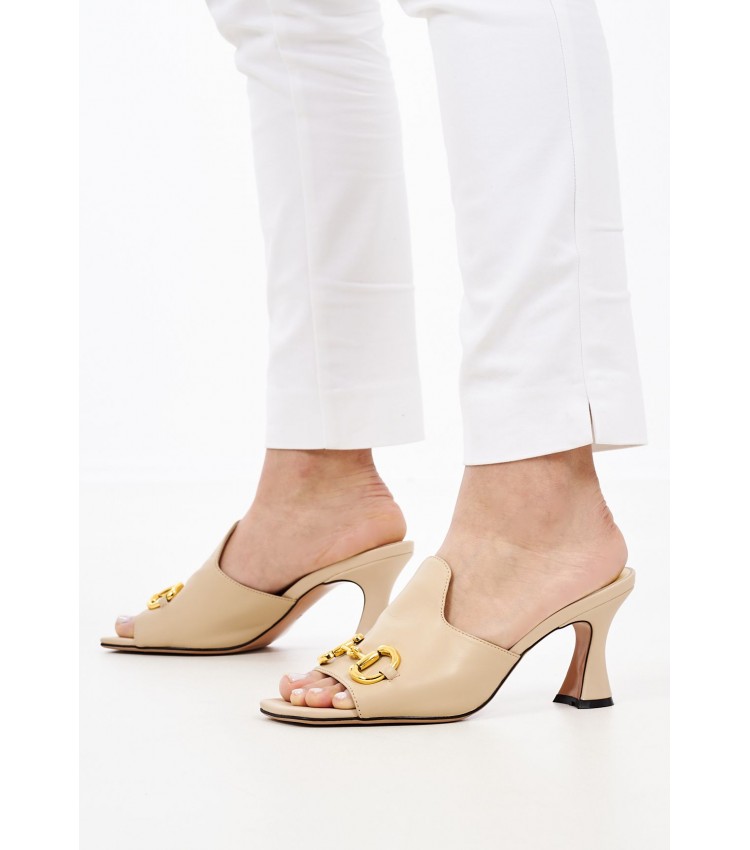 Women Mules 1161053 Beige Leather Mortoglou