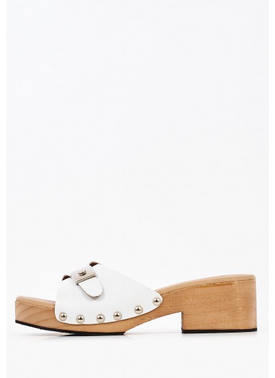 Γυναικεία Mules Zania.Strip Ασημί Δέρμα Carmens