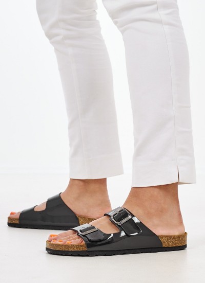 Γυναικεία Flats Gizeh.Big.Buckle Μαύρο Δέρμα Birkenstock