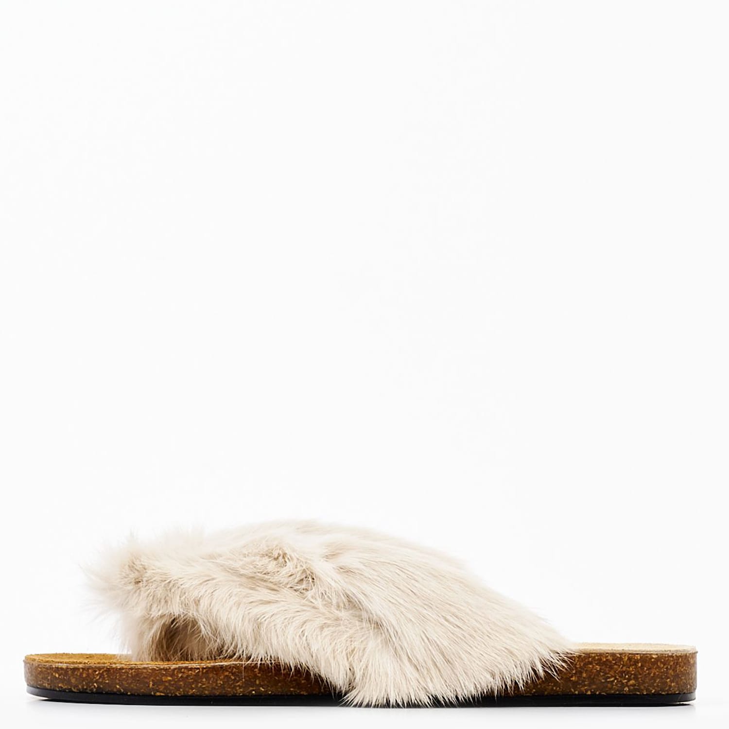 Γυναικεία Flats Aruba.Fur Μπεζ Γούνα Mortoglou