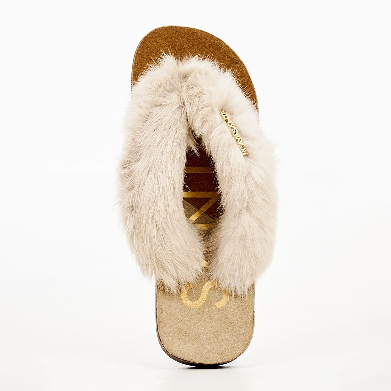 Γυναικεία Flats Aruba.Fur Μπεζ Γούνα Mortoglou