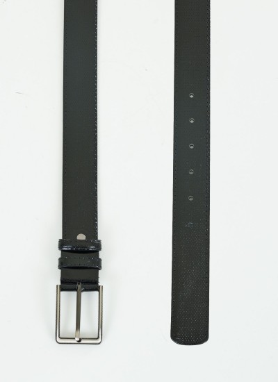 Men Belts 1704 Black Leather Mortoglou