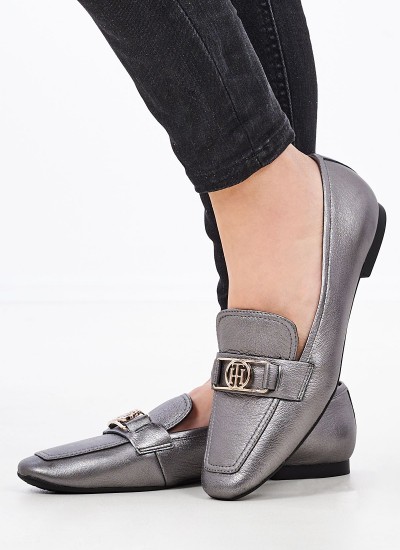 Γυναικεία Μοκασίνια Festive.Loafer Ασημί Δέρμα Tommy Hilfiger