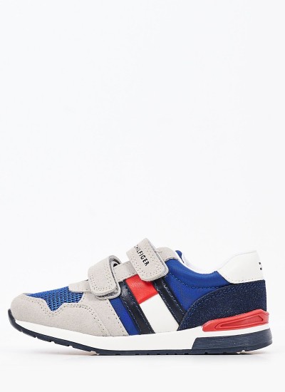Παιδικά Παπούτσια Casual Lowcut.Royal Γκρι Δέρμα Καστόρι Tommy Hilfiger