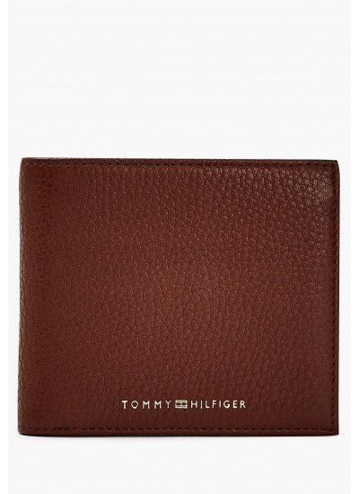 Men Wallets Premium.Cc Brown Leather Tommy Hilfiger