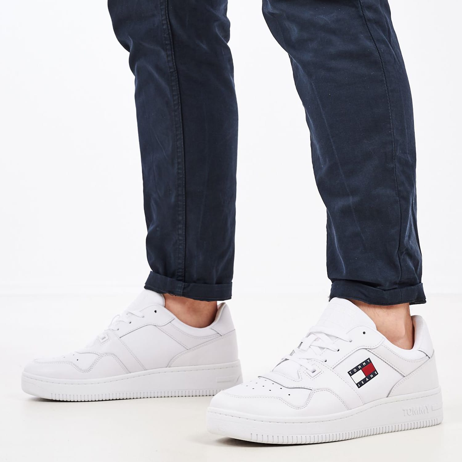 Ανδρικά Παπούτσια Casual Retro.Basket Άσπρο Δέρμα Tommy Hilfiger
