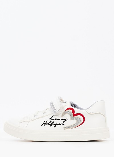 Παιδικά Παπούτσια Casual Silver.Velcro Άσπρο ECOleather Tommy Hilfiger