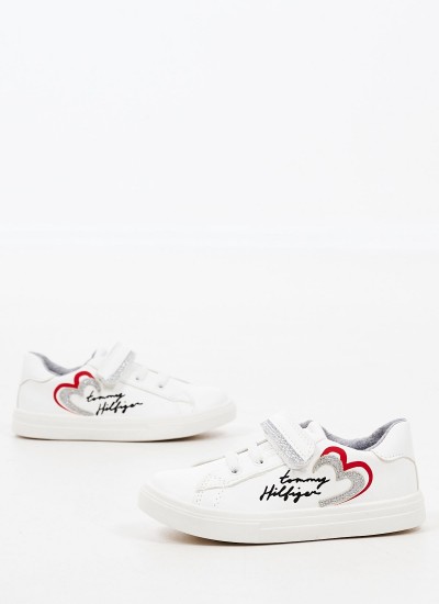Παιδικά Παπούτσια Casual Silver.Velcro Άσπρο ECOleather Tommy Hilfiger
