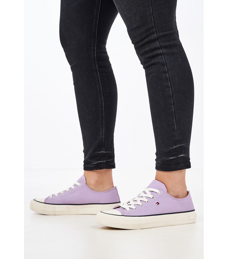 Γυναικεία Παπούτσια Casual Sneaker.Girl.W Μωβ Ύφασμα Tommy Hilfiger