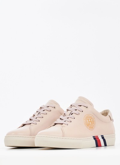 Women Casual Shoes Th.Crest Ecru Leather Tommy Hilfiger