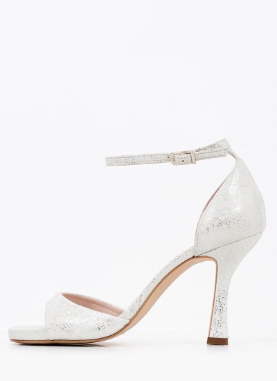 Γυναικεία Πέδιλα Ψηλά Ilov3 Ασημί ECOleather Nine West