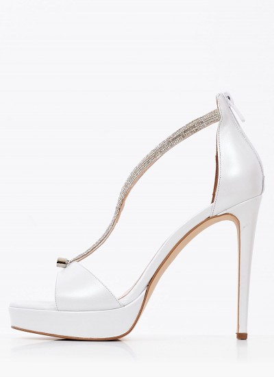 Women Sandal High Mamba.Pat Beige Shiny Leather Jeffrey Campbell