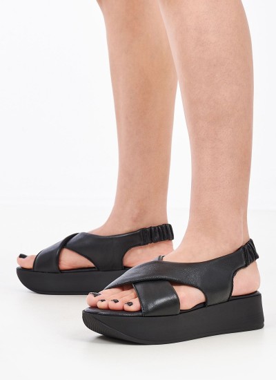 Women Platforms Low D7413 Black Leather Paola Ferri