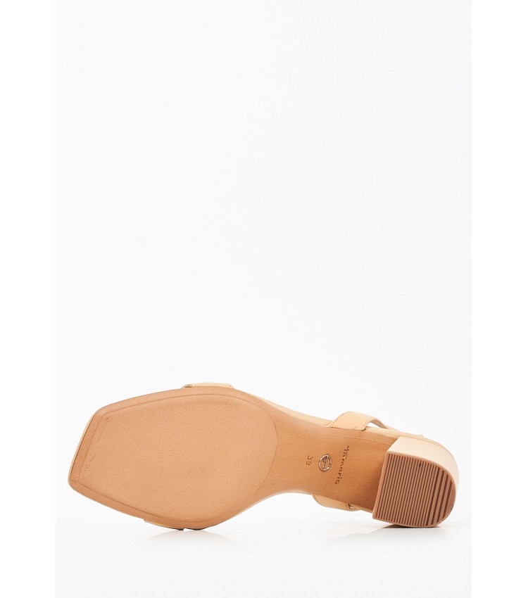 Women Sandals 28314 Beige Leather Tamaris