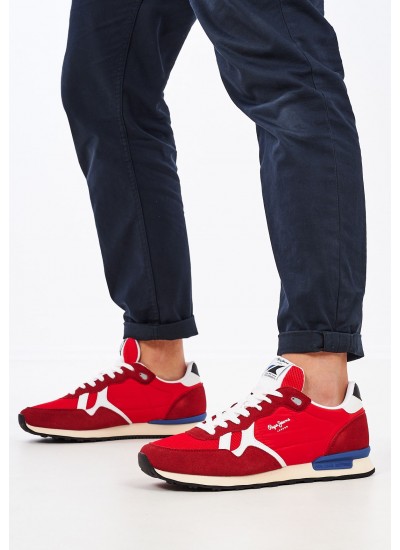 Ανδρικά Παπούτσια Casual Britt.Studio Κόκκινο Δέρμα Καστόρι Pepe Jeans