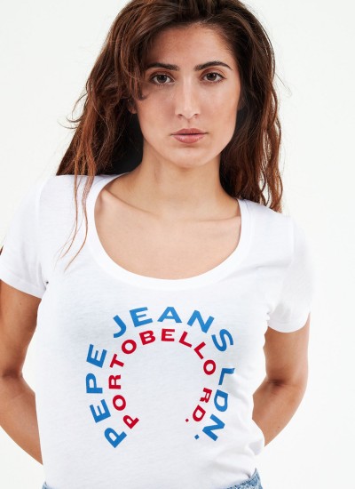 Γυναικείες Μπλούζες - Τοπ Cammie Άσπρο Βαμβάκι Pepe Jeans