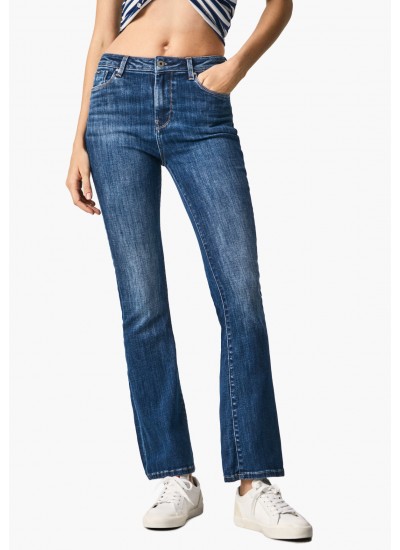 Γυναικεία Παντελόνια Dua Μπλε Βαμβάκι Pepe Jeans