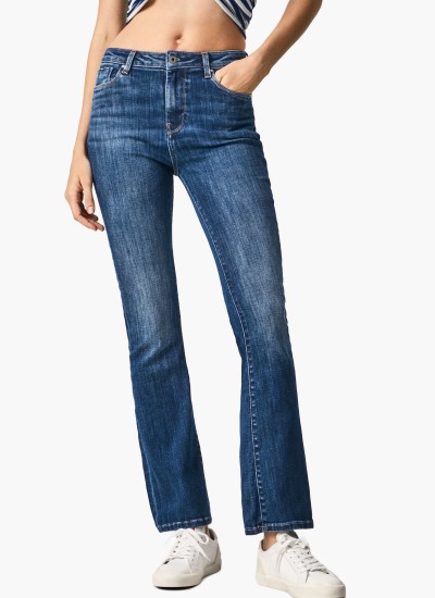Γυναικεία Παντελόνια Flare.30 Μπλε Βαμβάκι Pepe Jeans