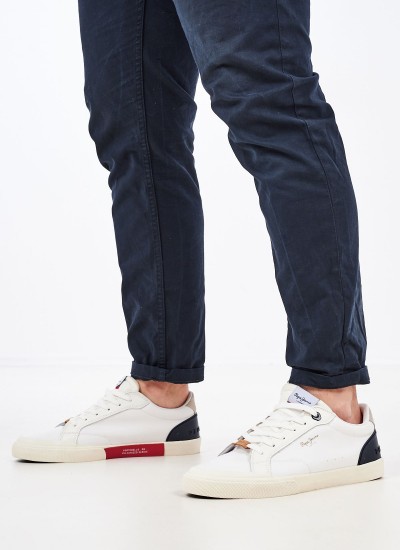 Ανδρικά Παπούτσια Casual Kenton.Vintage Άσπρο Δέρμα Pepe Jeans