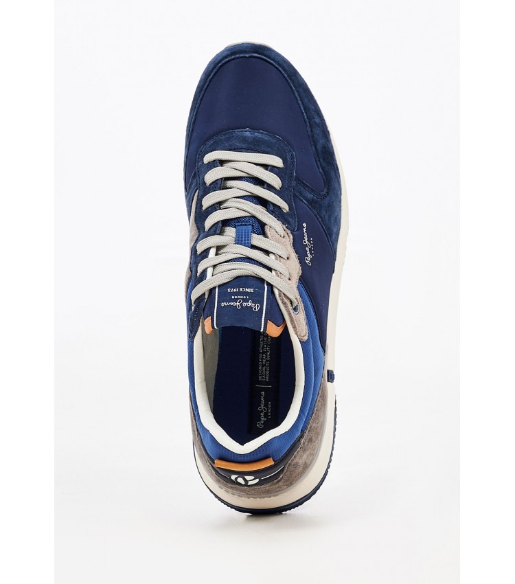 Ανδρικά Παπούτσια Casual London.Basic Μπλε Δέρμα Καστόρι Pepe Jeans