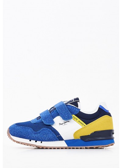 Παιδικά Παπούτσια Casual London.One Μπλε Ύφασμα Pepe Jeans