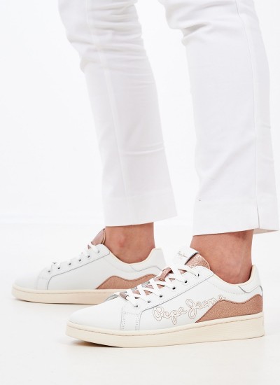 Γυναικεία Παπούτσια Casual Milton.Mix Άσπρο Δέρμα Pepe Jeans