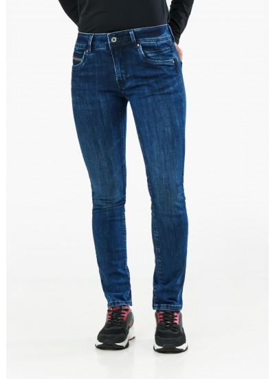 Γυναικεία Παντελόνια Dua Μπλε Βαμβάκι Pepe Jeans